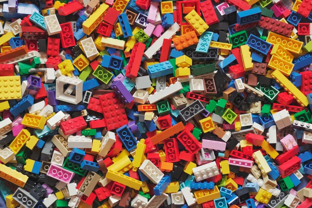 Colourful pile of lego bricks